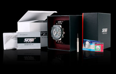 Mens Bisnis 12/24 jam Logam Strap Tonton LCD Display Dengan Chime Per Jam