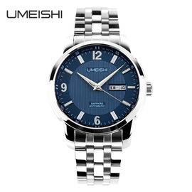 Blue Face Logam Strap Watch Dengan Tanggal Minggu Stainless steeel