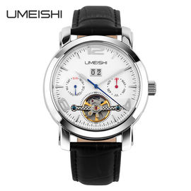 Mode Otomatis Teknik Watch Dengan Logam Strap Sapi Kulit Asli Band