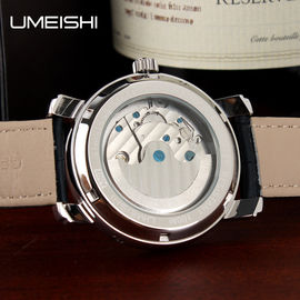 Mode Otomatis Teknik Watch Dengan Logam Strap Sapi Kulit Asli Band