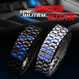 Kustom Logam Band Perhiasan Iron Samurai Biru Led Gelang Perhiasan Untuk Pria