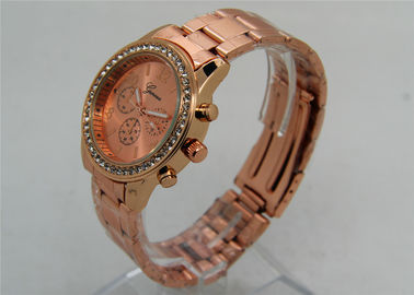 Rose emas Logam Strap Perhiasan / Analog Quartz Perhiasan 1ATM Waterproof