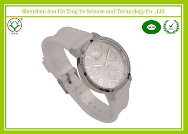 Putih Gelang jam 1 - 3 ATM Silicone Strap Jam For Ladies Logo Debossed