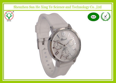Putih Gelang jam 1 - 3 ATM Silicone Strap Jam For Ladies Logo Debossed