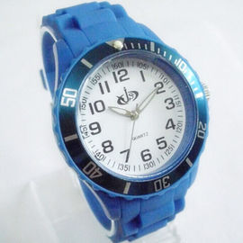 Klasik Biru Putih Dial Men Silicone Quartz Perhiasan Ice 43mm ada Tanggal