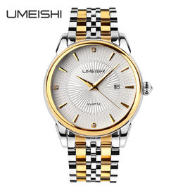 Emas Perak Stainless Steel Bisnis Wrist Watch, Jam Bisnis Waterproof Pria Vogue