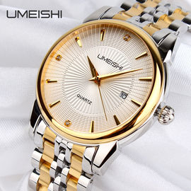 Emas Perak Stainless Steel Bisnis Wrist Watch, Jam Bisnis Waterproof Pria Vogue