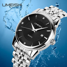 Emas Perak Stainless Steel Bisnis Wrist Watch, Jam Bisnis Waterproof Pria Vogue