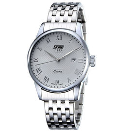 Baterai Jepang Dioperasikan Stainless Steel Quartz Perhiasan 50m Gaya Waterproof Bisnis