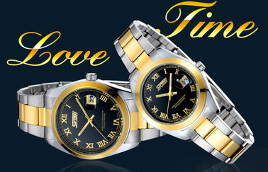 Waterproof Pria Dan Wanita Quartz Jam Stainless Steel Untuk Anniversary