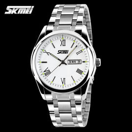 Perak Baja Quartz Perhiasan Jepang Gerakan Stainless, Pria Wrist Watch