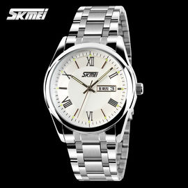 Perak Baja Quartz Perhiasan Jepang Gerakan Stainless, Pria Wrist Watch
