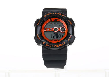 Red Dial 30 M Waterproof Digital Olahraga Perhiasan Stainless Steel Case PC Band