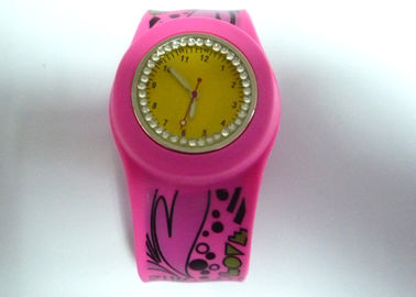 Jam gelang Rose berlian imitasi Karet Silicone Slap dengan Long Time Gunakan untuk Girls