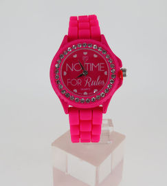 Remaja Roses Red Silicone Wristband Perhiasan Bulat Wajah Promosi Perhiasan Untuk Girls