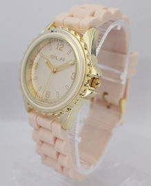 Tahan air Putih Dial Pola Silicone Quartz Perhiasan Untuk Girls, LOGO disesuaikan pada dial