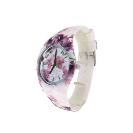 Bunga Percetakan Silicone Wristband Perhiasan Tahan Air Unisex Quartz Perhiasan