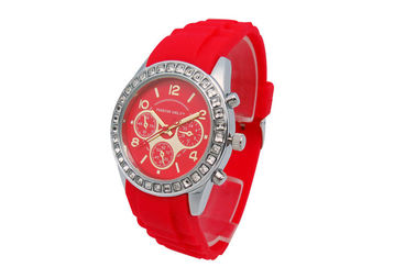 Red Silicone Wristband Perhiasan Womens Jepang Movt Quartz Analog Perhiasan
