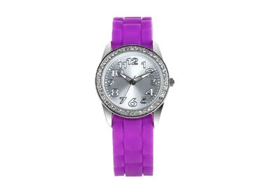 Jam tangan gelang silikon jelly Diamond Lady tahan air, tali Pink Hermosa