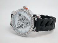 Leopard Kristal Silicone Wristband Perhiasan Red / Black Non-korosif