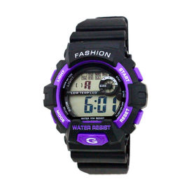 Luar ruangan dewasa Hitam Strap Digital Wrist Watch 24 Jam Sistem, Tahan Air