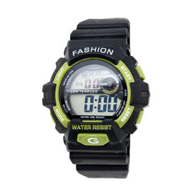 Luar ruangan dewasa Hitam Strap Digital Wrist Watch 24 Jam Sistem, Tahan Air