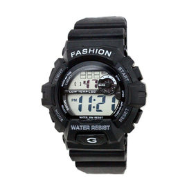 Luar ruangan dewasa Hitam Strap Digital Wrist Watch 24 Jam Sistem, Tahan Air