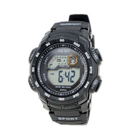 Waterproof Mens Multifungsi Digital Watches Beritahu Hari dan Tanggal, Black PVC / Utara
