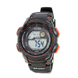 Waterproof Mens Multifungsi Digital Watches Beritahu Hari dan Tanggal, Black PVC / Utara