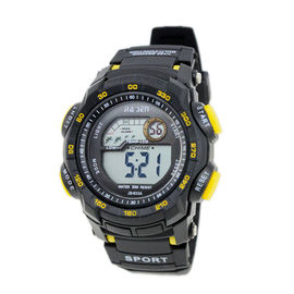 Waterproof Mens Multifungsi Digital Watches Beritahu Hari dan Tanggal, Black PVC / Utara