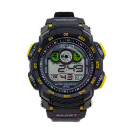 Simple Black Sport Multifungsi Digital Mens Watches 3 ATM Waterproof
