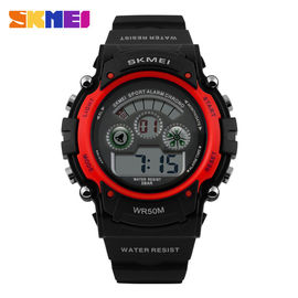 Colorful EL Kembali Cahaya Multifungsi Olahraga Perhiasan Red Kasus 44mm Untuk Unisex