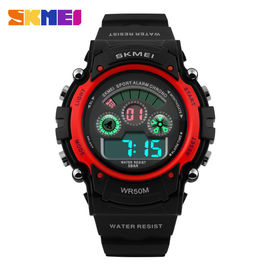 Colorful EL Kembali Cahaya Multifungsi Olahraga Perhiasan Red Kasus 44mm Untuk Unisex