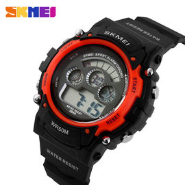 Colorful EL Kembali Cahaya Multifungsi Olahraga Perhiasan Red Kasus 44mm Untuk Unisex